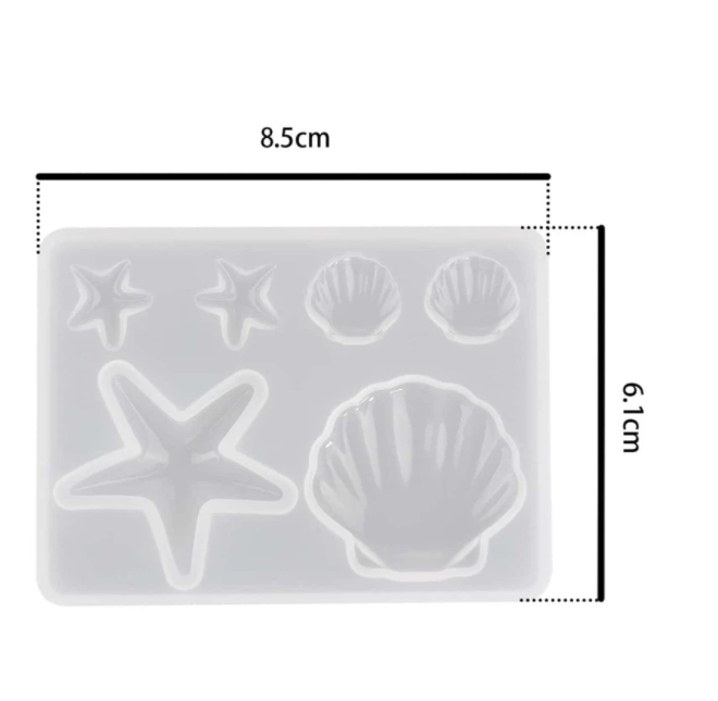 EP048MS - Molde EPoxi mini estrelas e conchas do mar