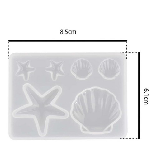 EP048MS - Molde EPoxi mini estrelas e conchas do mar