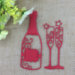 FOOD017 - Garrafa de Champanhe + Copos - Metal Die Cut