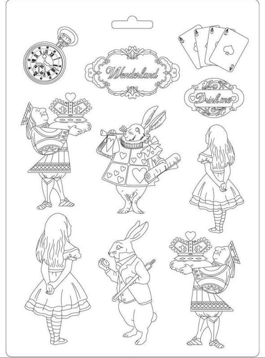 Stamperia Soft Mold A4 - Alice no País das Maravilhas - K3PTA454