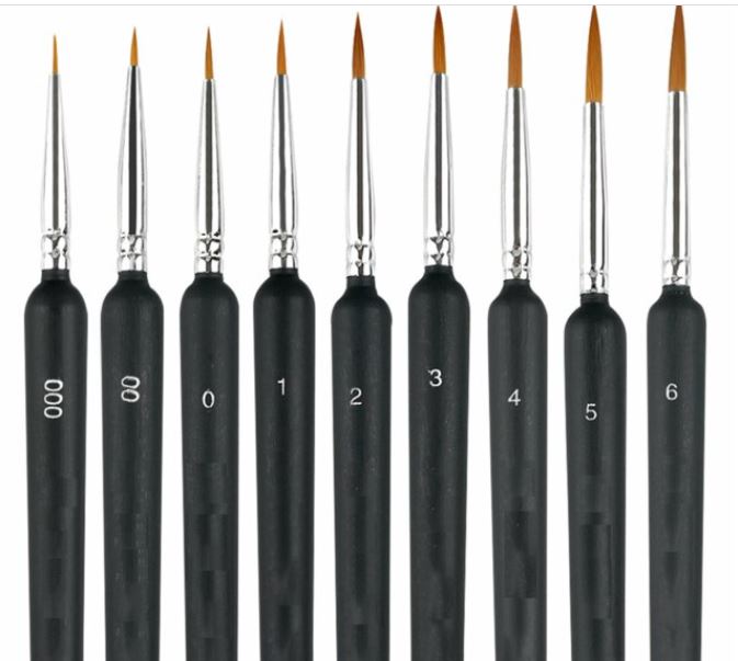 MTF010 – 9 pçs/set Ferramentas de pincel nº 000 a 6