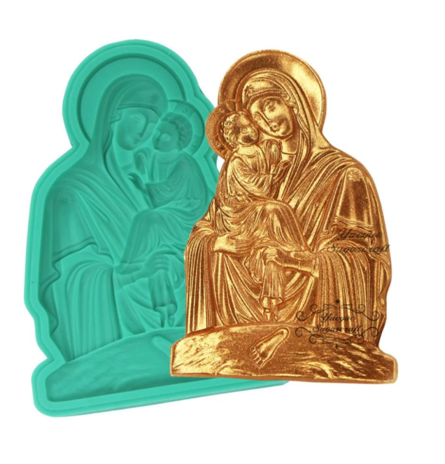 NA010MS - Santa Maria segurando o bebê Jesus - Mãe bebe- Molde de Silicone