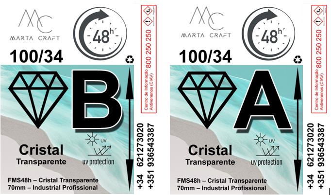 Premium Resina Epóxi FMS48h – Cristal Transparente – 100mm (A+B) - 1 L