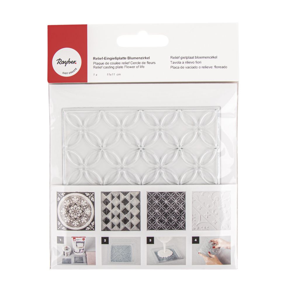 Rayher 36093000 Prato de bússola de alívio 11x11cm, aba-saco 1pç