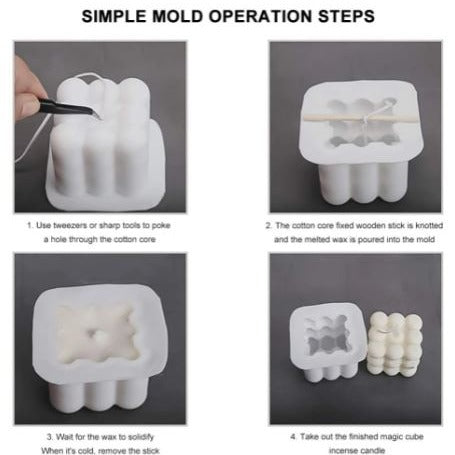 V005MS Molde -Velas -Forma geométrico cubo Bolas -Médio
