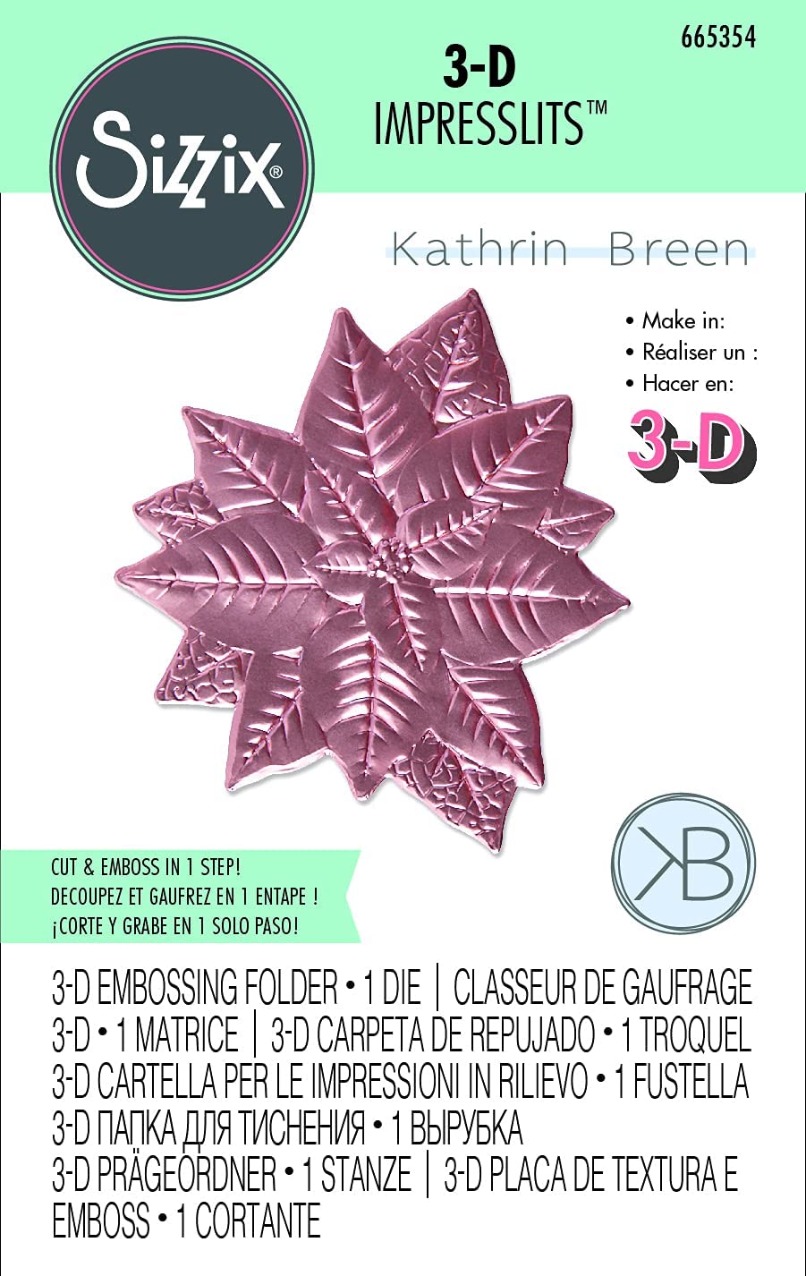 SIZ 665354 - Textura Embossing - Pasta de relevo Sizzix 3D Folder-Poinsettia por Kath Breen,
