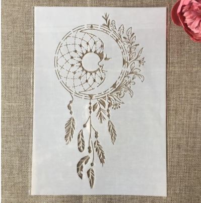 ST007 -Penas de borla para rodas 29*21cm, folhas de decoração de diy Stencil