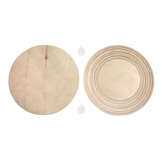 Conjunto de placas / anéis de madeira.RAYHER