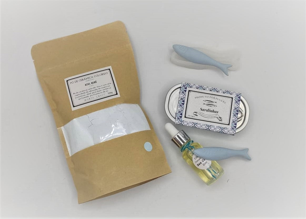 Kit Sardinha em Lata - Gesso - Pó de Cerâmica Colorido - MARTA CRAFT