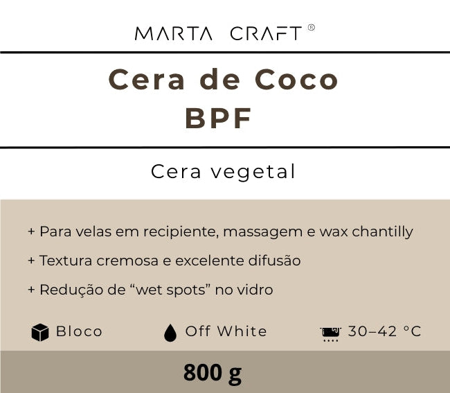Cera de Coco | BPF 30–42 °C | Bloco 🟢 Recipiente soft (30–45º)