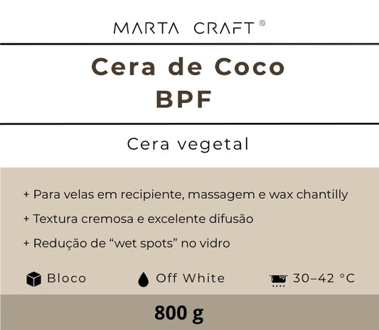Cera de Coco | BPF 30–42 °C | Bloco 🟢 Recipiente soft (30–45º)