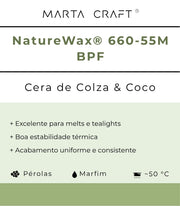 Cera Colza & Coco | NatureWax® 660-55M | BPF ~50 ºC | Pérolas | Wax Melts & Tealights 🟡 Recipiente standard (45–60º)