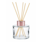 Frasco Vidro Transparente Difusor Redondo 100 mL + Tampa Rosa Gold