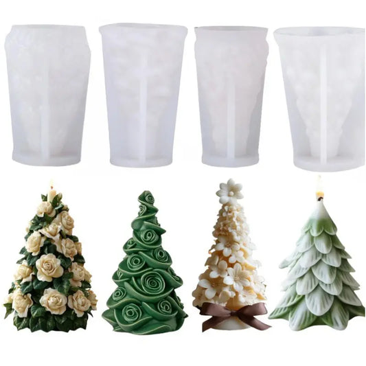 NA109MS - Molde Silicone Conj. 4 Árvores de Natal