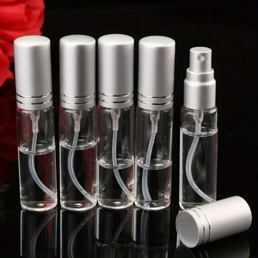 Frasco Vidro Transparente 10 mL- Set 6 unidades + Tampa Prata