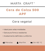 ♡ 11 -Cera de Colza 500 | APF 54-60.ºC | Pérolas🟠 Molde (60–70º)
