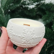 NA113MS - Molde Silicone Pote Velas Flocos de Neve - 2 Peças