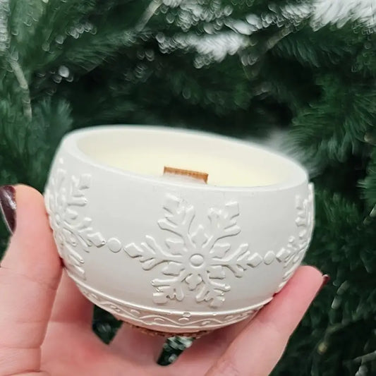 NA113MS - Molde Silicone Pote Velas Flocos de Neve - 2 Peças