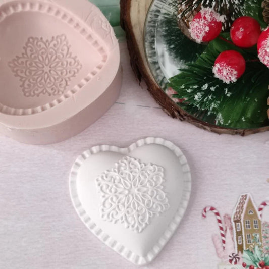 NA072MS - Molde em silicone -Coração natalício