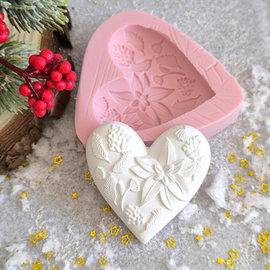 NA118MS - Molde em silicone -Coração Natalício