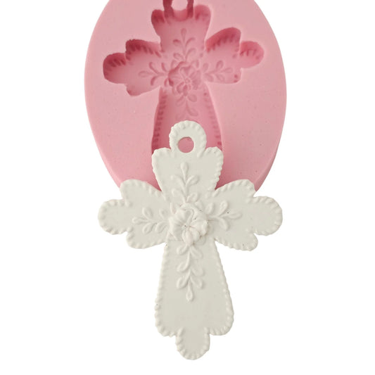 MF022-Molde em silicone – Cruz com flor