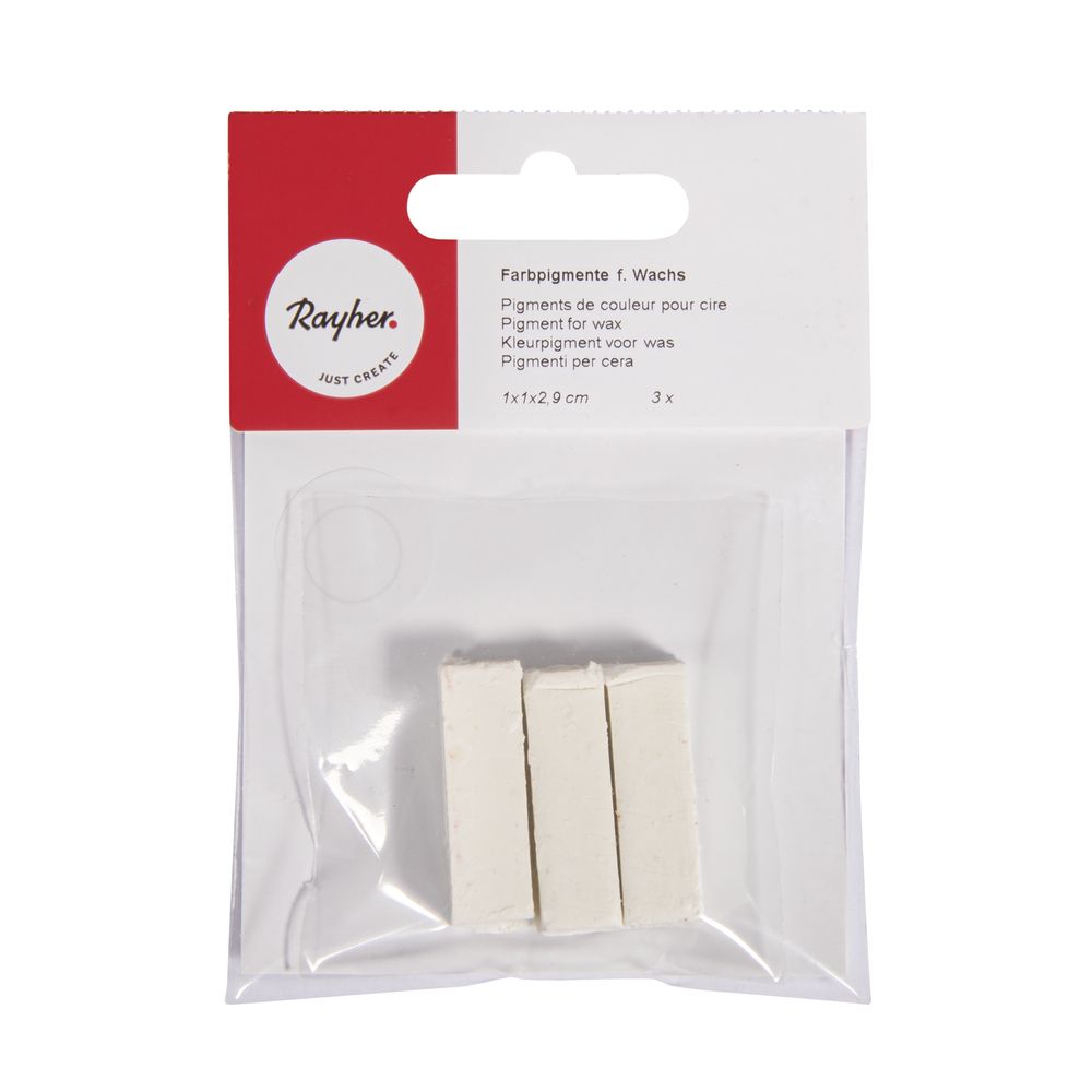 RAYHER -Pigmentos de cor para cera, branco 1x1x2,9cm, saco de autoatendimento 3 peça