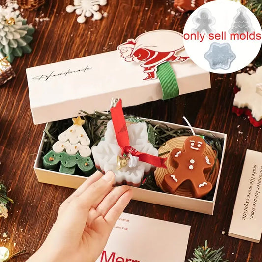 NA077MS -Forma de Silicone Epoxi - Árvore de Natal | Floco de Neve |Boneco de Gengibre