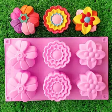 FC076MS - Molde de 6 buracos Sabão/Sabonetes Flores