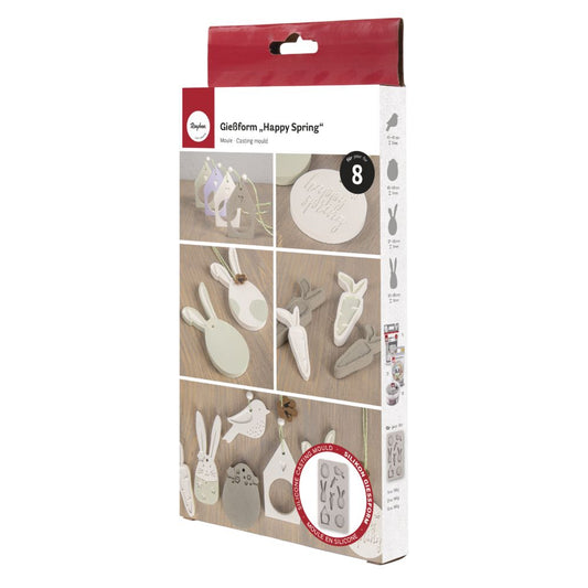 Rayher - Molde de Silicone Feliz Primavera 14,5x26x1cm, 8 formas, caixa 1 peça