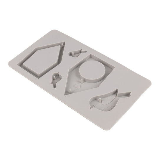 Rayher -Molde de silicone para casas de passarinhos + pássaros 14,5x26x1,2cm, 5 formas, caixa 1 peça