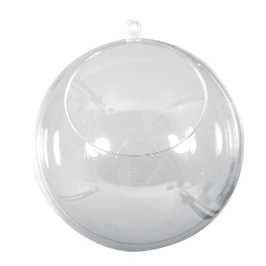 Bola de plástico com recorte, 2 peças, 8cm ø abertura ø4,5cm, cristal