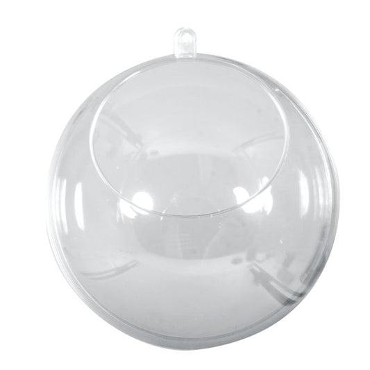 Bola de plástico com recorte , 2 peças, 12cm ø abertura ø7,5cm, cristal