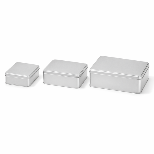 Caixa Metálica Retangular com Tampa - 300 ml / 1000 ml / 1400 ml