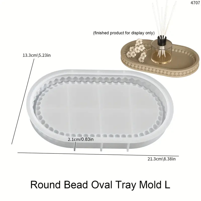 BP084MS - Molde de silicone Epóxi - Base/ Oval Bandeja com contas  S / L