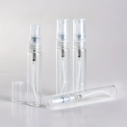 Frasco Spray Transparente Plástico - 3ml/5ml - Set 10 unidades + Tampa