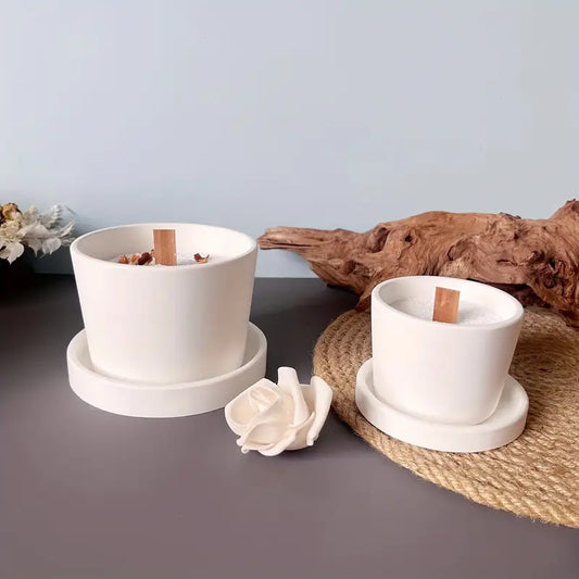 BP086MS - Molde de silicone Epóxi - Pote Vaso velas com tampa redondo S / L