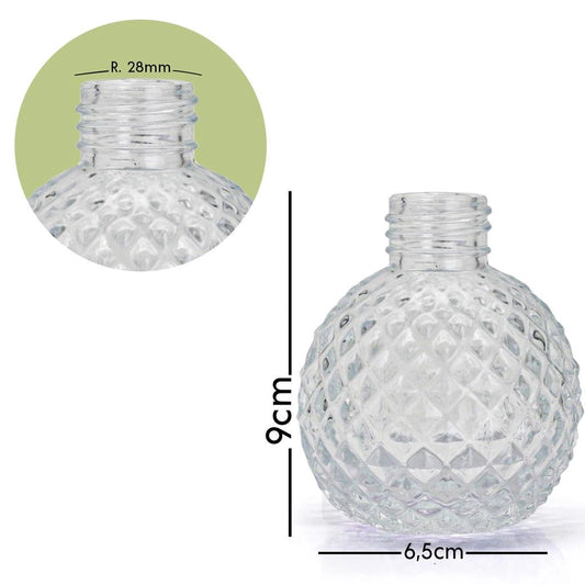 Frasco Vidro Transparente Difusor Redondo Texturizado 100mL