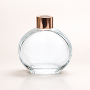 Frasco Difusor 50 ml Redondo Achatado – Vidro Transparente com Tampa Rose Gold