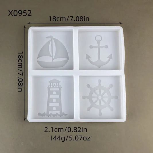FC085MS -Molde de 4 Cavidades Tema Oceano- Sabonete