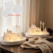 NA115MS - 3 unidades Moldes de Silicone de Silhueta de Cenários de Rua de Natal,