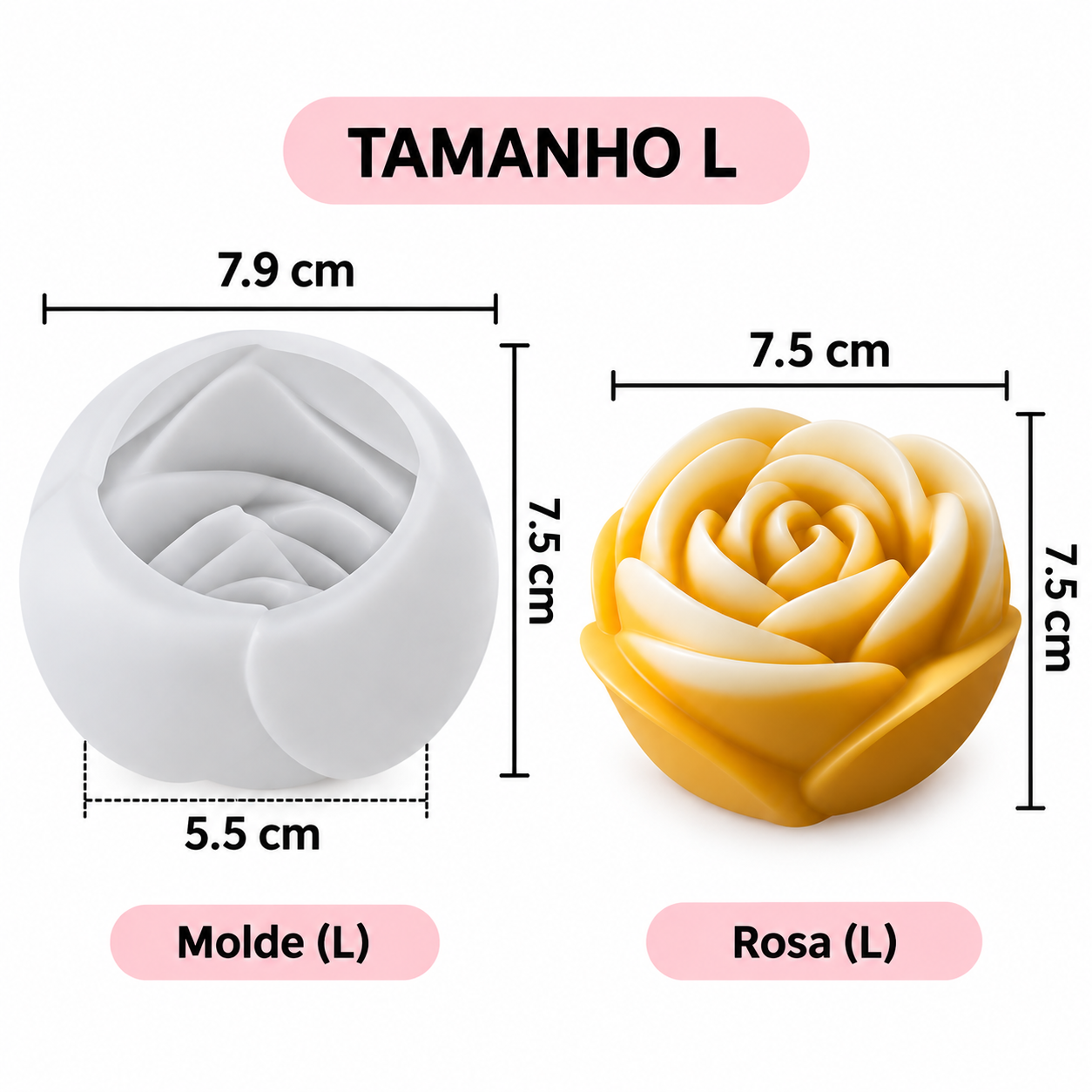 F066MS-  Molde Silicone Rosa 3D  S| M| L