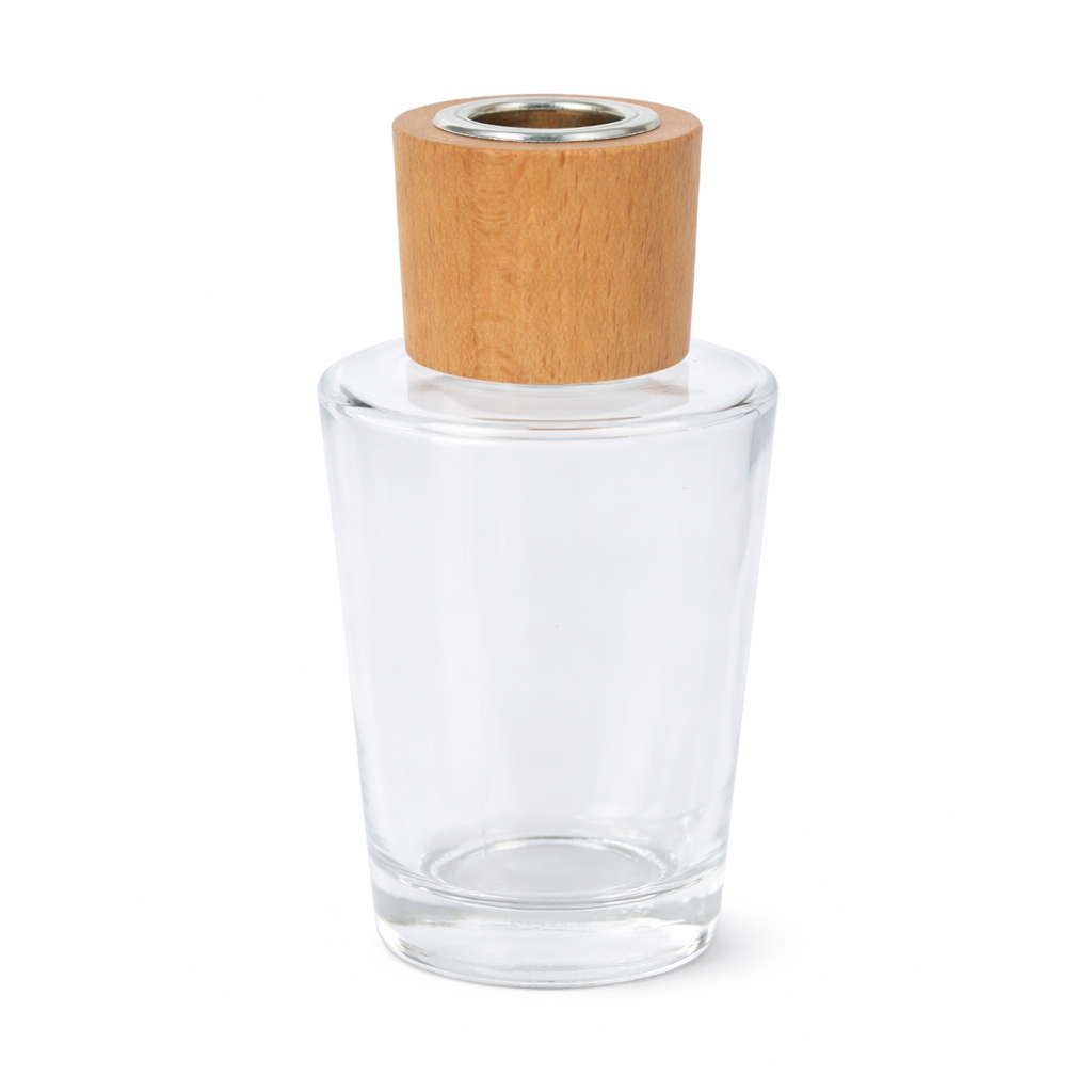 Frasco Difusor 100 ml – Design Vaso com Tampa de Madeira