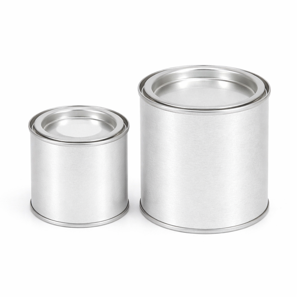 Lata de Metal Redonda Vazia  com tampa de pressão - 125 ml / 250 ml