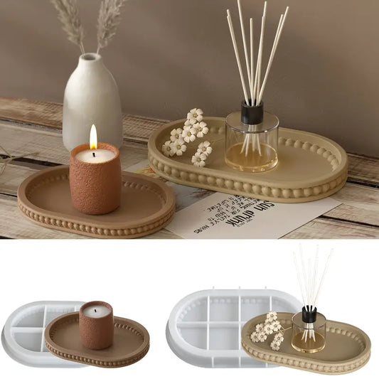 BP084MS - Molde de silicone Epóxi - Base/ Oval Bandeja com contas S / L