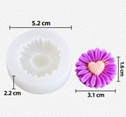 F029MS - Molde de Silicone Margarida em Formato de Coração