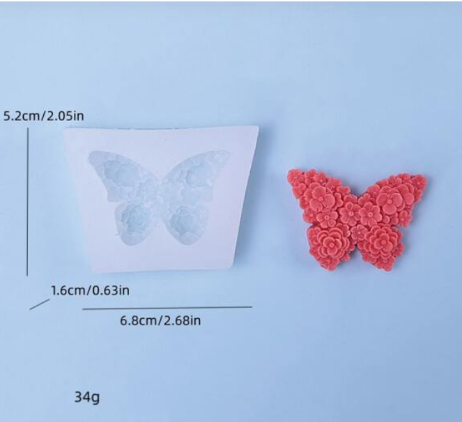 AN021MS- Animal Borboleta c/ flores - Molde de Silicone