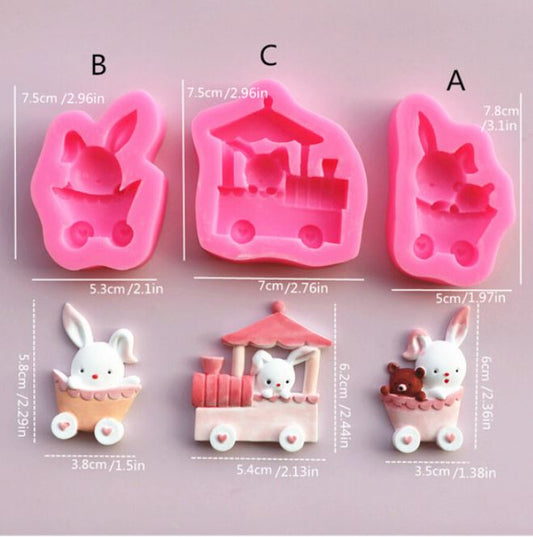 AN028MS - Set Coelhinhos - Molde de Silicone