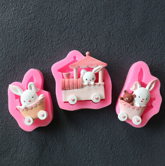 AN028MS - Set Coelhinhos - Molde de Silicone