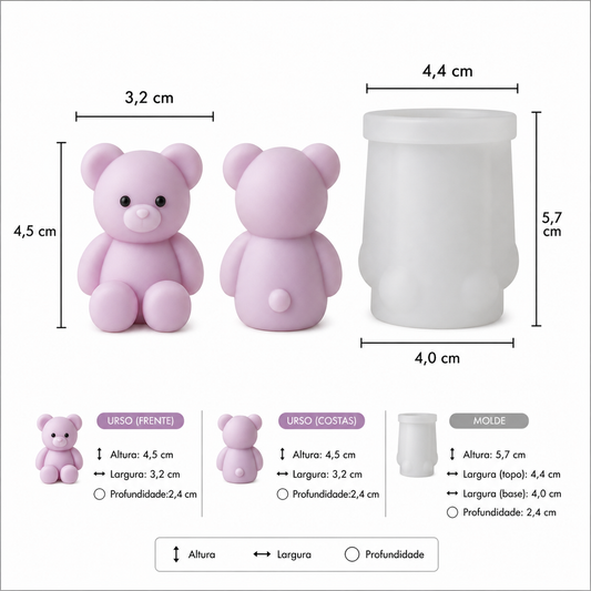 AN064MS - Molde de Silicone URSO 3D  S