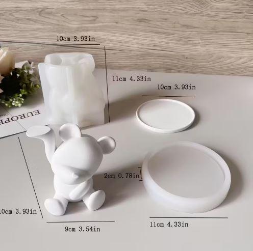 AN124MS- Molde de Silicone  Urso 3 D com Bandeja